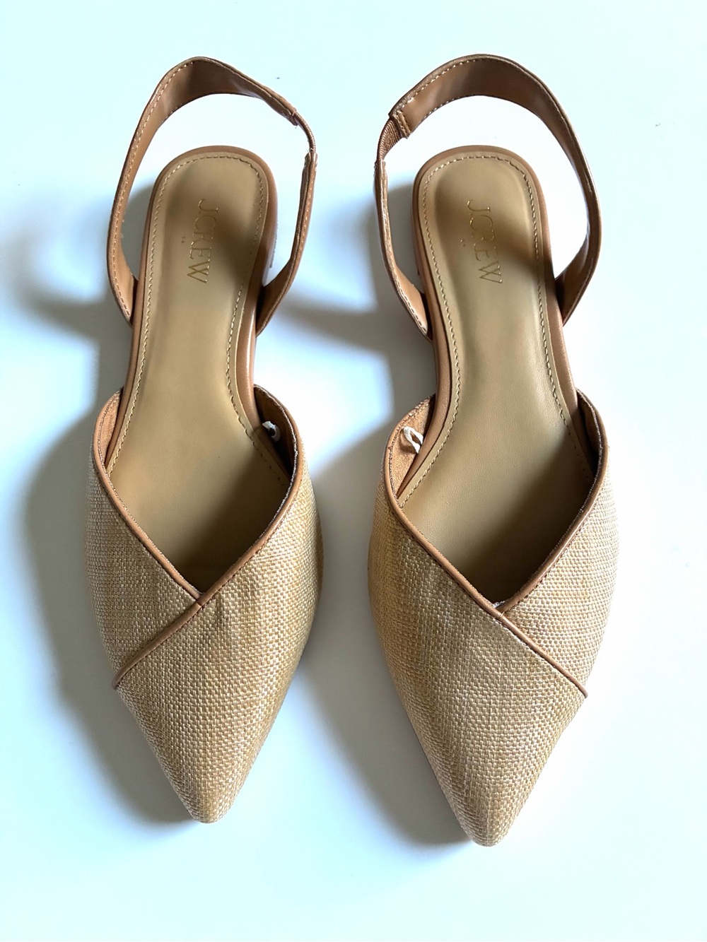 J.Crew Factory. Woven slingback flats. Trendy. Beige.7.NWT.
